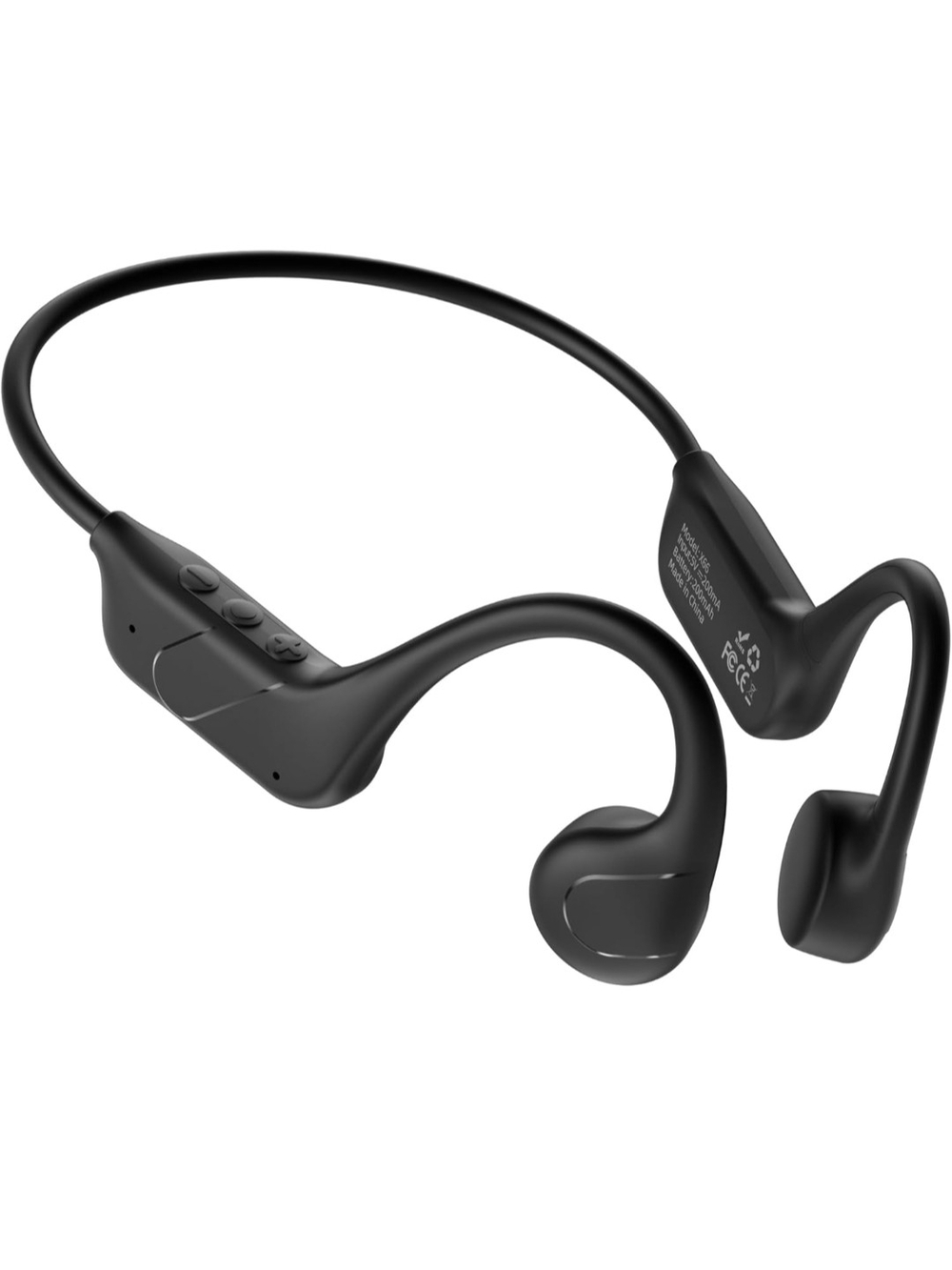 Bone Conduction Headphones in Black with Orange Earplugs